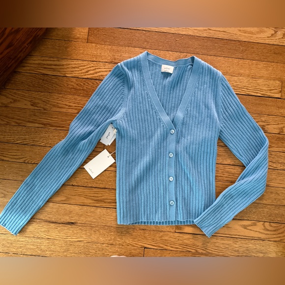 Wilfred Blue Ribbed Cardigan - Size Medium - NWT - Picture 1 of 3